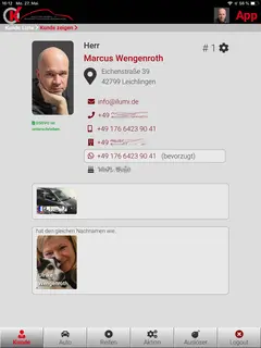 Screenshot of the OK app from the “Show customers” section
