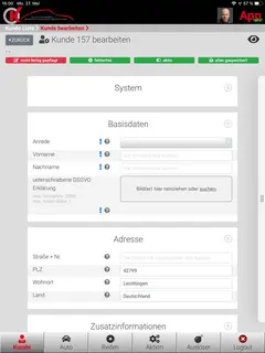 Screenshot of the OK app from the “Edit customer” section